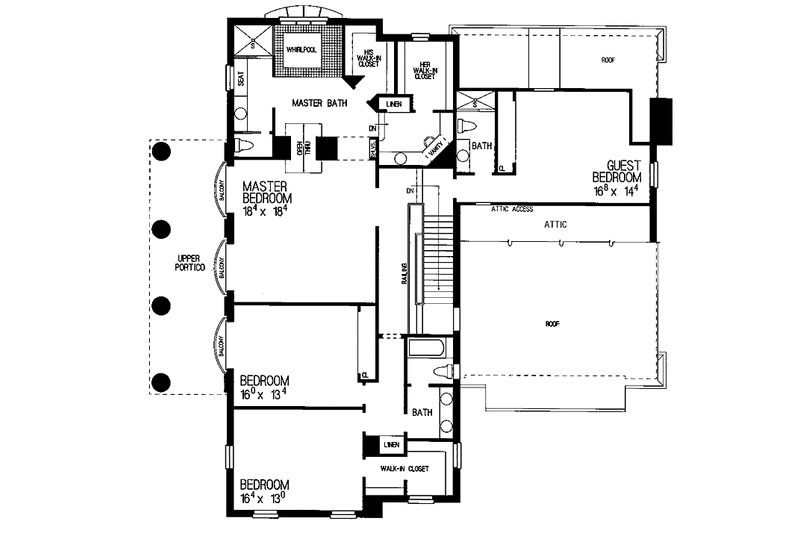 Home Plan - Floor Plan - Upper Floor for Classical House Plan #72-817 - 4 bed, 3 bath