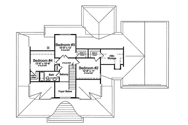 House Blueprint - Floor Plan - Upper Floor for Country House Plan #46-510 - 4 bed, 2.5 bath