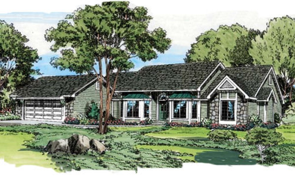 Exterior - Front Elevation 2 for Country House Plan #312-789 - 3 bed, 2 bath