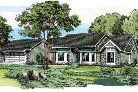Exterior - Front Elevation for Country House Plan #312-789 - 3 bed, 2 bath