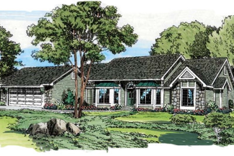 Exterior - Front Elevation 2 for Country House Plan #312-789 - 3 bed, 2 bath