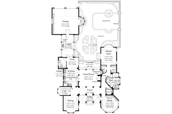 Floor Plan - Main Floor for Mediterranean House Plan #930-282 - 3 bed, 2.5 bath