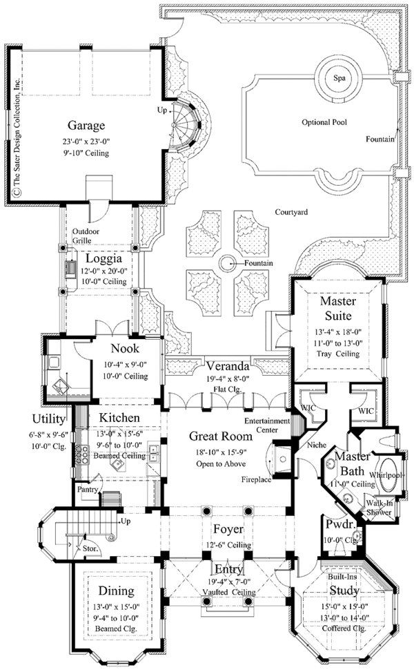 Architectural House Design - Mediterranean Floor Plan - Main Floor Plan #930-282