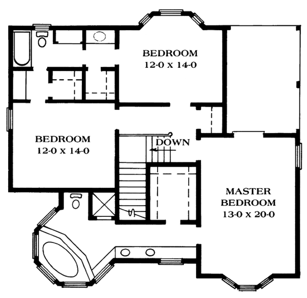 House Blueprint - Victorian Floor Plan - Upper Floor Plan #1014-19