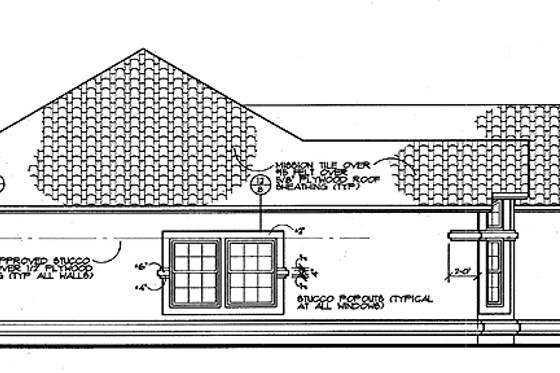 Exterior - Other Elevation for Mediterranean House Plan #72-954 - 3 bed, 2 bath