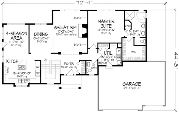 Architectural House Design - Prairie Floor Plan - Main Floor Plan #320-1428