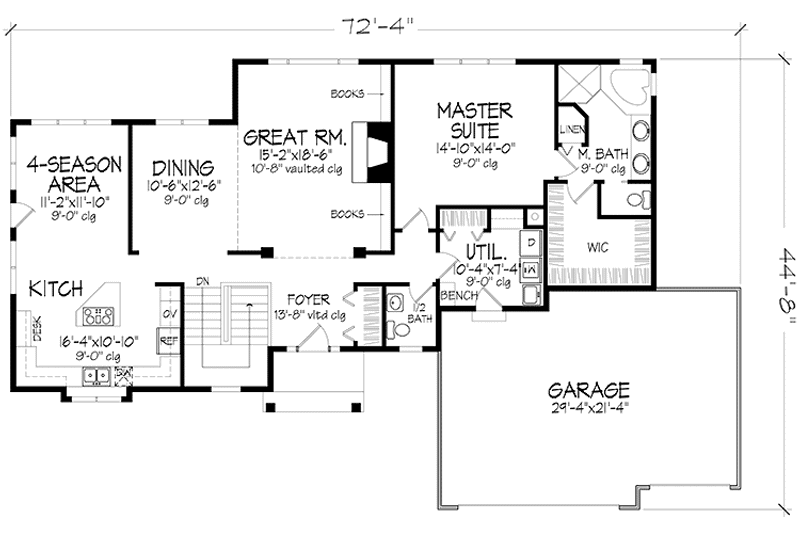Home Plan - Floor Plan - Main Floor for Prairie House Plan #320-1428 - 3 bed, 2.5 bath