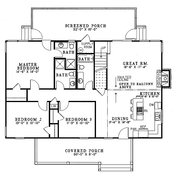Farmhouse Floor Plan - Main Floor Plan #17-2016