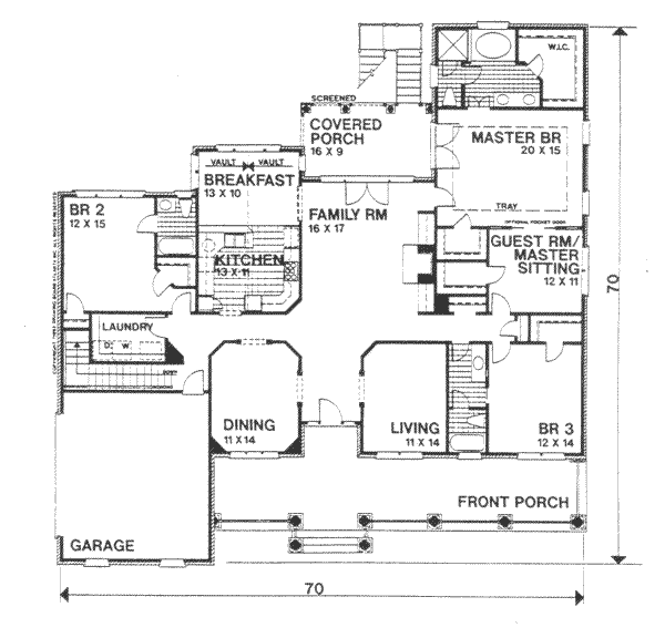 Architectural House Design - Traditional Floor Plan - Main Floor Plan #30-183