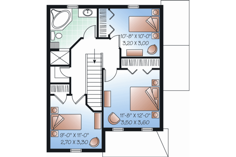 Home Plan - Floor Plan - Upper Floor for Country House Plan #23-2179 - 3 bed, 1.5 bath