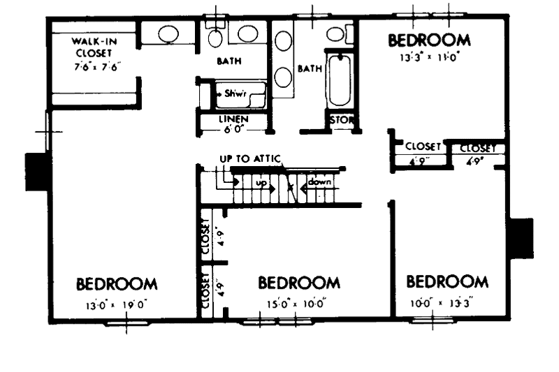 Home Plan - Floor Plan - Upper Floor for Country House Plan #320-1507 - 4 bed, 2.5 bath
