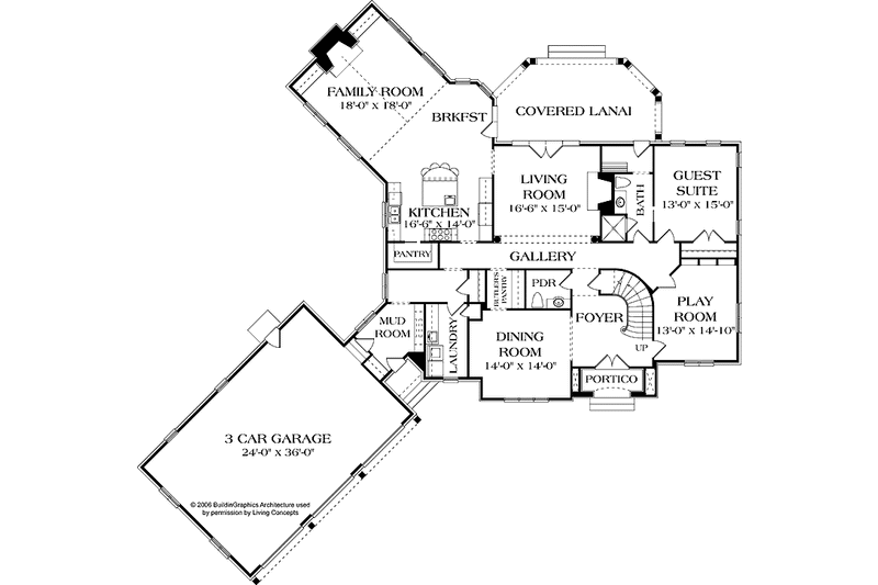 Home Plan - Floor Plan - Main Floor for European House Plan #453-587 - 5 bed, 4.5 bath