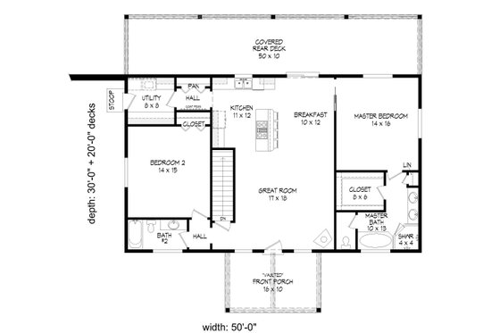 Floor Plan - Main Floor for Country House Plan #932-347 - 2 bed, 2 bath