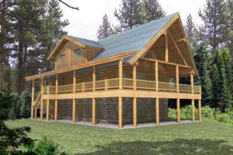 Home Plan - Log Exterior - Front Elevation Plan #117-409