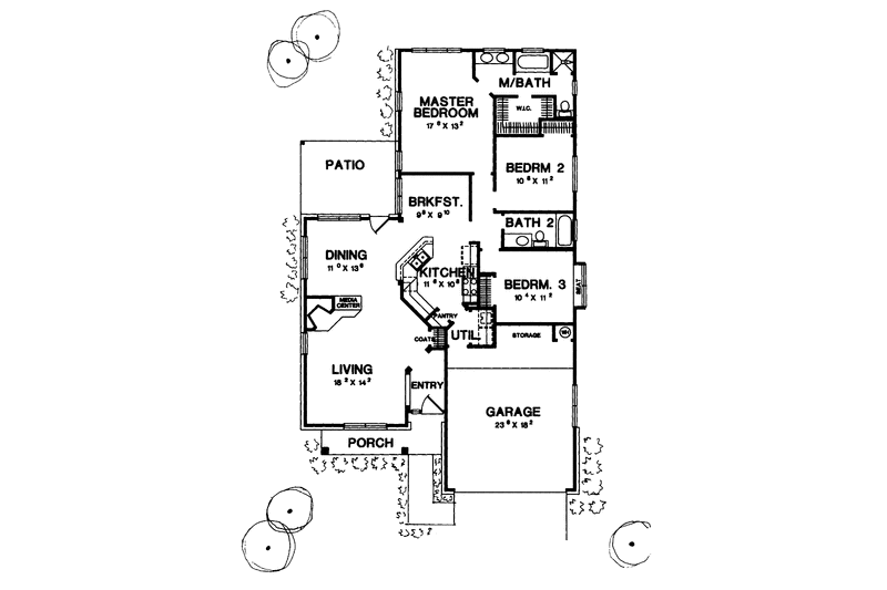 Home Plan - Floor Plan - Main Floor for Ranch House Plan #472-25 - 3 bed, 2 bath