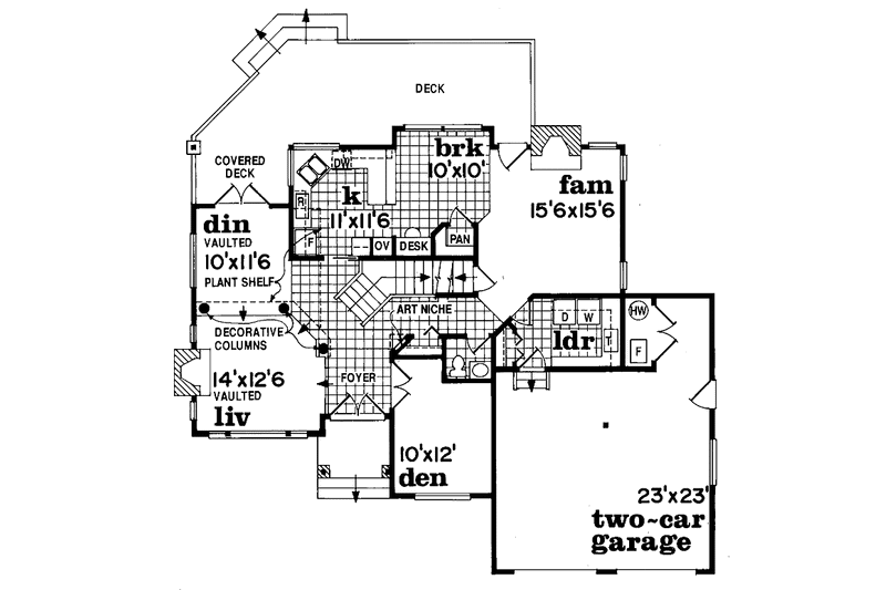 House Blueprint - Floor Plan - Main Floor 1 for Traditional House Plan #47-1013 - 3 bed, 2.5 bath