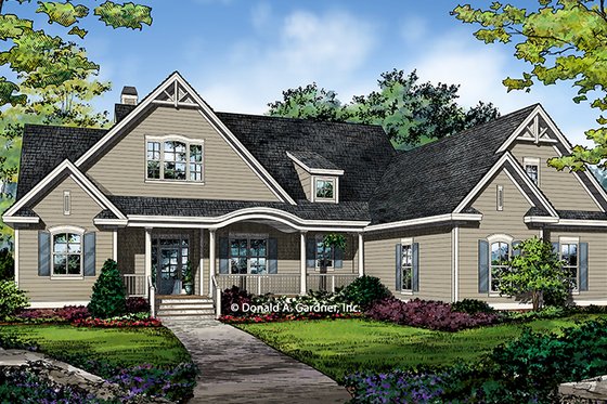 Exterior - Front Elevation 5 for Ranch House Plan #929-1004 - 4 bed, 3 bath