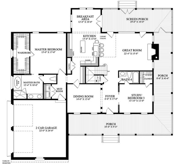 House Blueprint - Country Floor Plan - Main Floor Plan #137-255