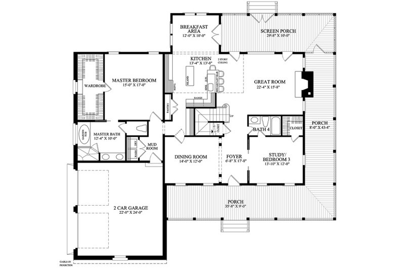 Dream House Plan - Floor Plan - Main Floor for Country House Plan #137-255 - 5 bed, 4 bath