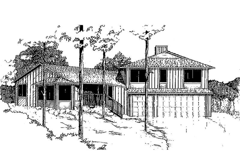 Home Plan - Exterior - Front Elevation 3 for Contemporary House Plan #60-861 - 3 bed, 2 bath