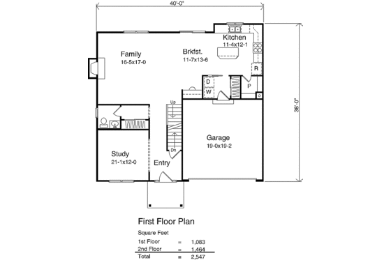 Floor Plan - Main Floor for Country House Plan #22-208 - 4 bed, 2.5 bath