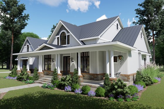Exterior - Front Elevation 6 for Farmhouse House Plan #120-257 - 3 bed, 2.5 bath