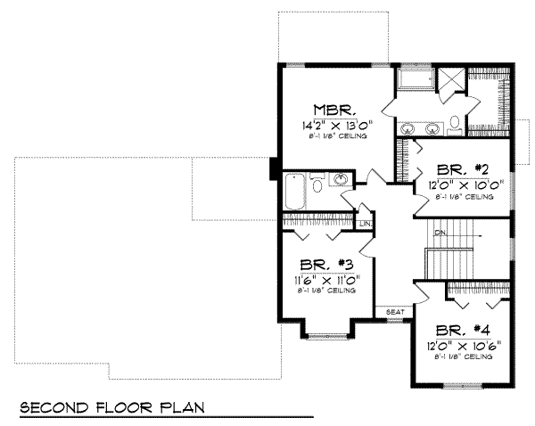 Traditional Floor Plan - Upper Floor Plan #70-673