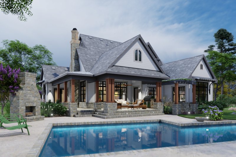 Dream House Plan - Exterior - Rear Elevation for Farmhouse House Plan #120-195 - 3 bed, 2.5 bath