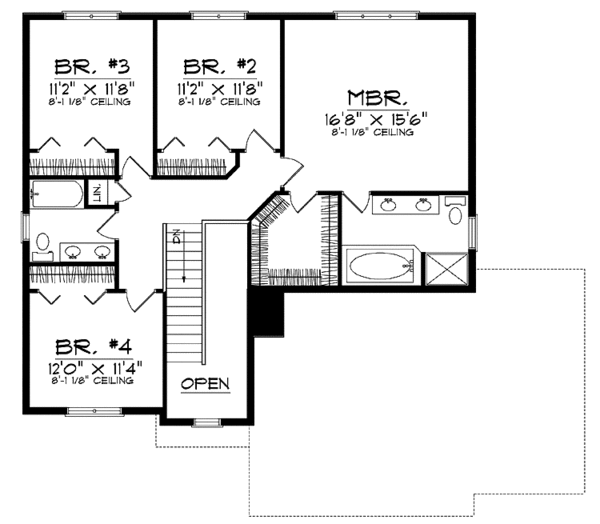 Dream House Plan - Traditional Floor Plan - Upper Floor Plan #70-1377