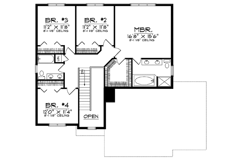 Architectural House Design - Floor Plan - Upper Floor for Traditional House Plan #70-1377 - 4 bed, 2.5 bath