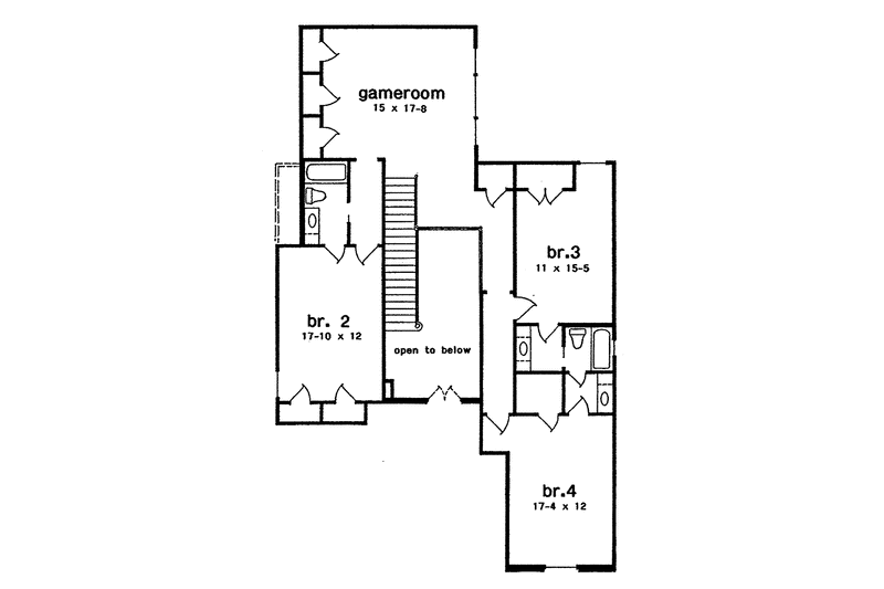 Home Plan - Floor Plan - Upper Floor for Mediterranean House Plan #301-138 - 4 bed, 3.5 bath