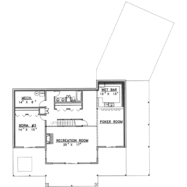 Architectural House Design - Modern Floor Plan - Lower Floor Plan #117-393