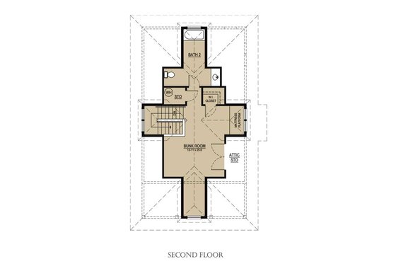 Floor Plan - Upper Floor for Beach House Plan #536-1 - 3 bed, 3 bath