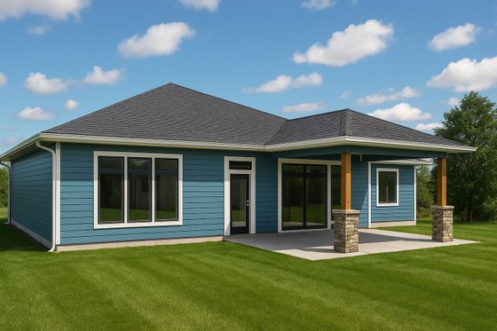 Exterior - Rear Elevation for Prairie House Plan #112-282 - 4 bed, 3 bath