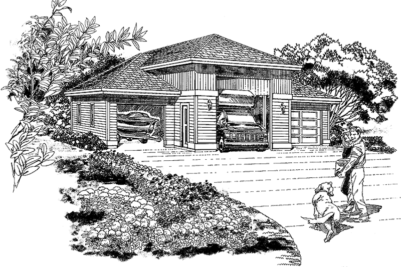House Blueprint - Prairie Exterior - Front Elevation Plan #47-1073