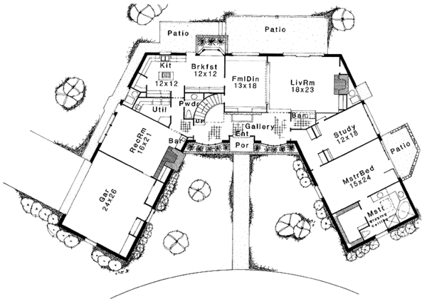 Home Plan - European Floor Plan - Main Floor Plan #310-1074
