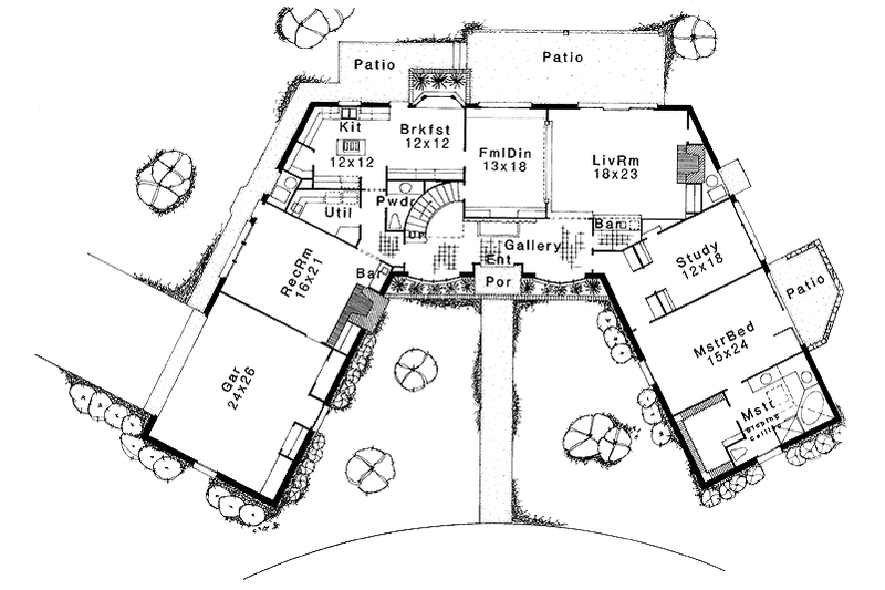 House Blueprint - Floor Plan - Main Floor for European House Plan #310-1074 - 4 bed, 3.5 bath