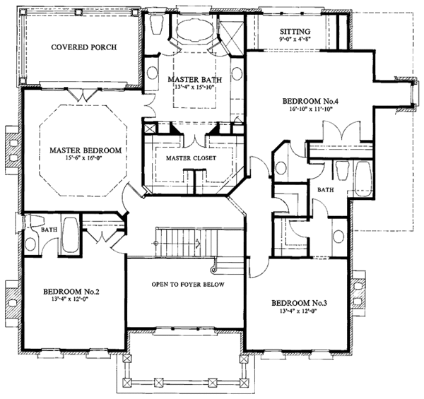 Home Plan - Classical Floor Plan - Upper Floor Plan #429-68