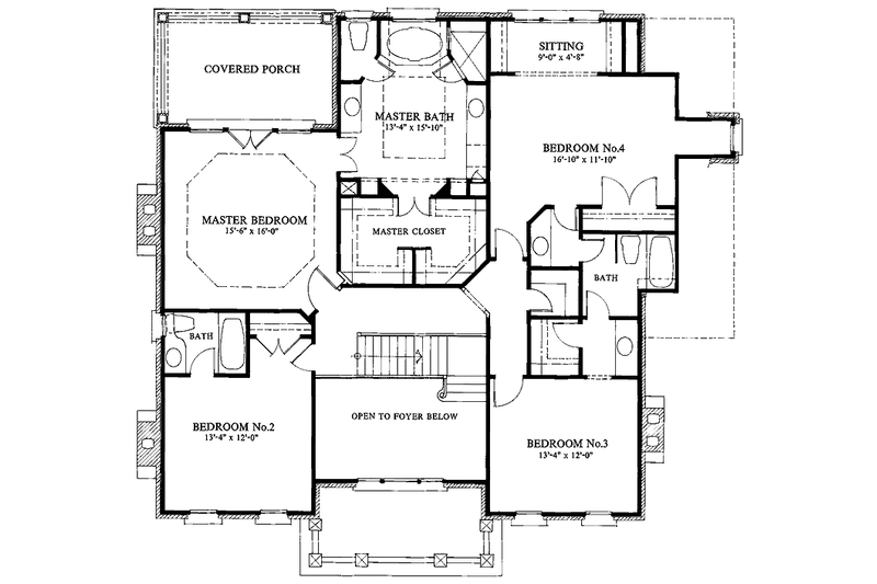 Home Plan - Floor Plan - Upper Floor for Classical House Plan #429-68 - 4 bed, 3.5 bath