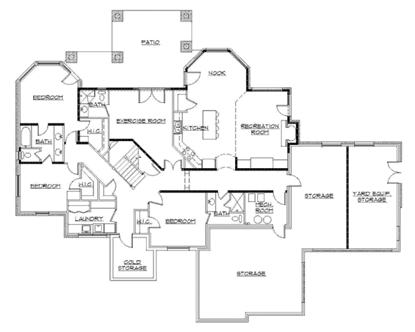 House Plan Design - European Floor Plan - Lower Floor Plan #945-23