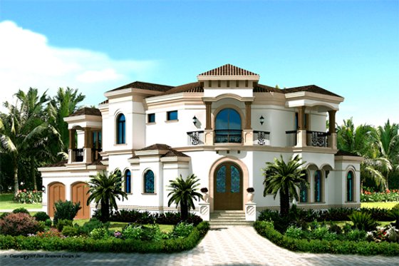 Exterior - Front Elevation for Mediterranean House Plan #548-6 - 3 bed, 4 bath