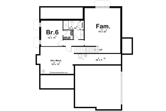 Floor Plan - Lower Floor for Farmhouse House Plan #455-679 - 5 bed, 2.5 bath