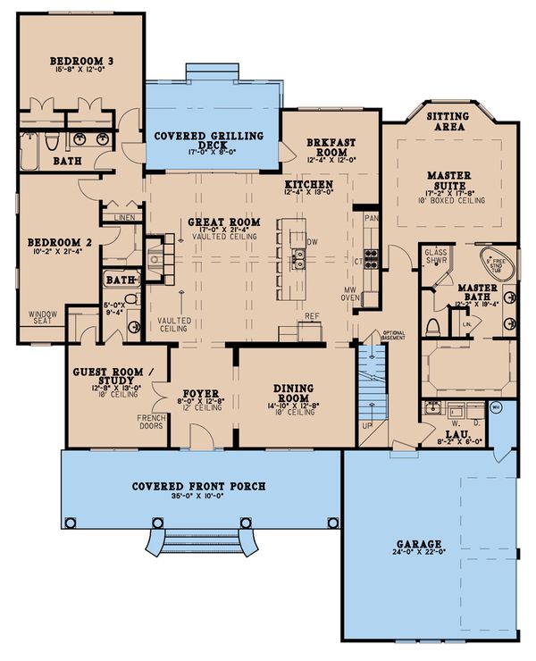 Architectural House Design - Farmhouse Floor Plan - Main Floor Plan #923-190