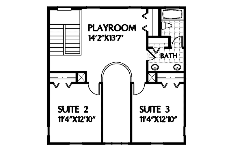 Architectural House Design - Floor Plan - Upper Floor for Classical House Plan #999-49 - 4 bed, 3 bath