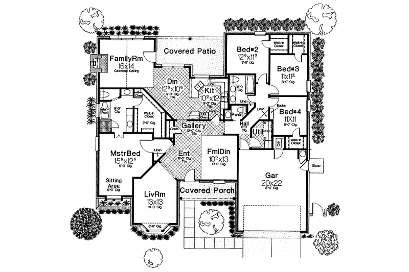 Home Plan - Floor Plan - Main Floor for Country House Plan #310-1148 - 4 bed, 2.5 bath