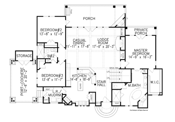 House Plan Design - Craftsman Floor Plan - Main Floor Plan #54-371