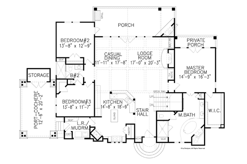 Dream House Plan - Floor Plan - Main Floor for Craftsman House Plan #54-371 - 3 bed, 2 bath