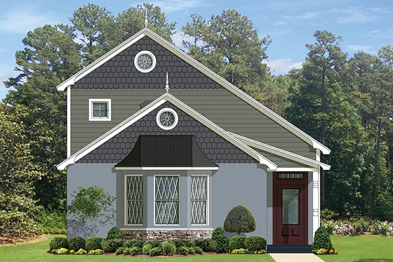Exterior - Front Elevation 4 for European House Plan #1058-108 - 2 bed, 2 bath