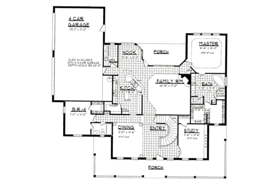 Floor Plan - Main Floor for Country House Plan #62-132 - 4 bed, 4 bath