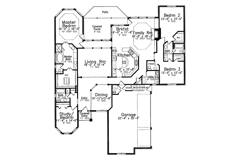 Home Plan - Floor Plan - Main Floor for Traditional House Plan #52-269 - 4 bed, 3.5 bath